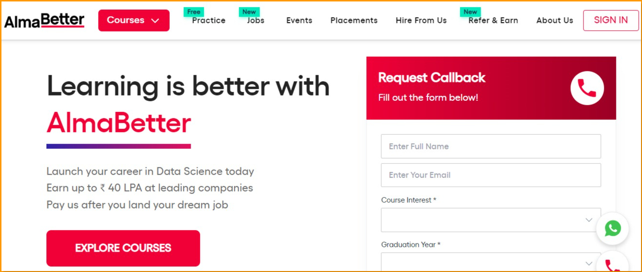 AlmaBetter Home Page