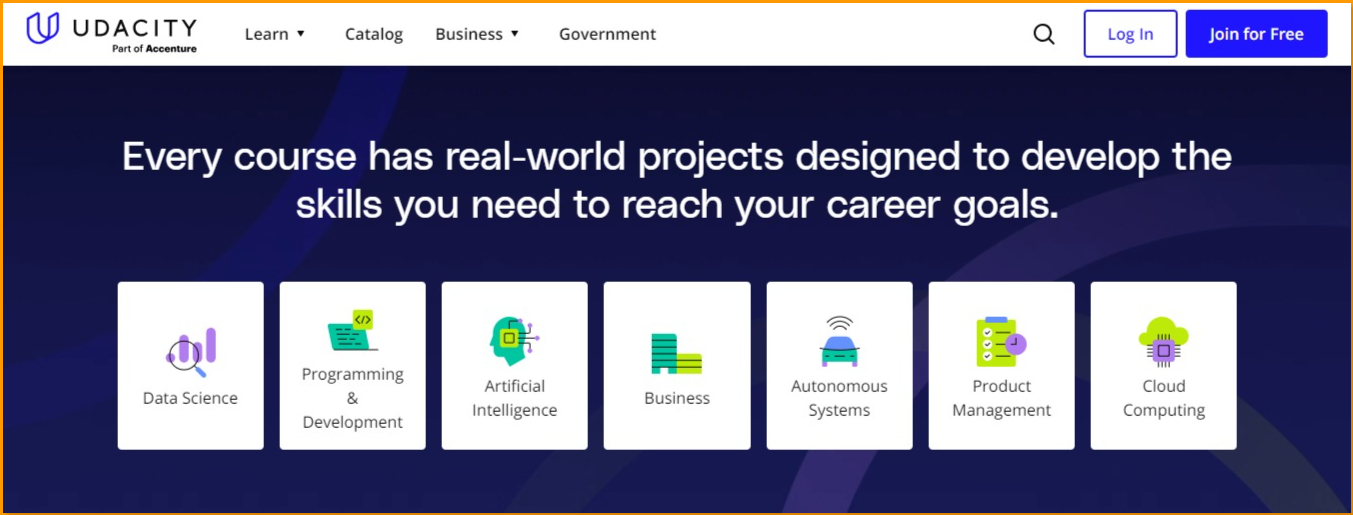 udacity homepage,.
